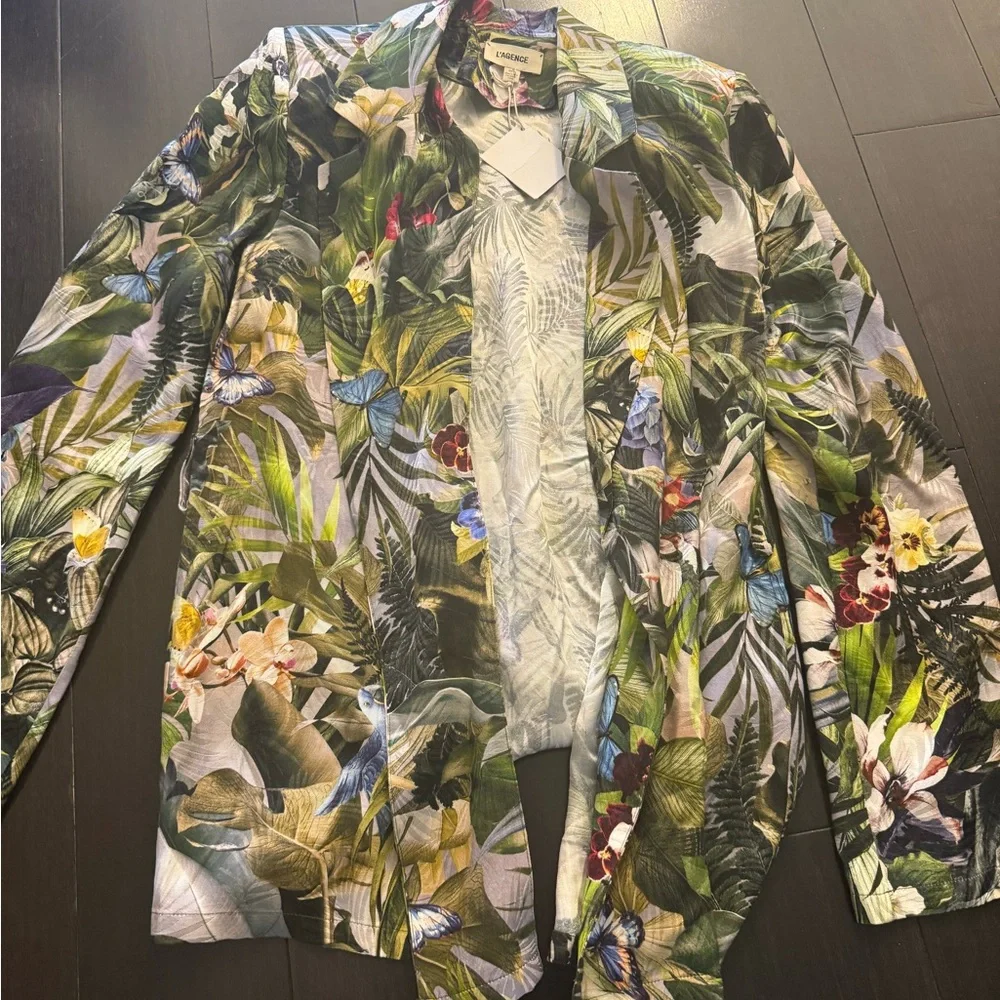 NWT L'AGENCE Women’s Tropical Print Blazer - Picture 1 of 2